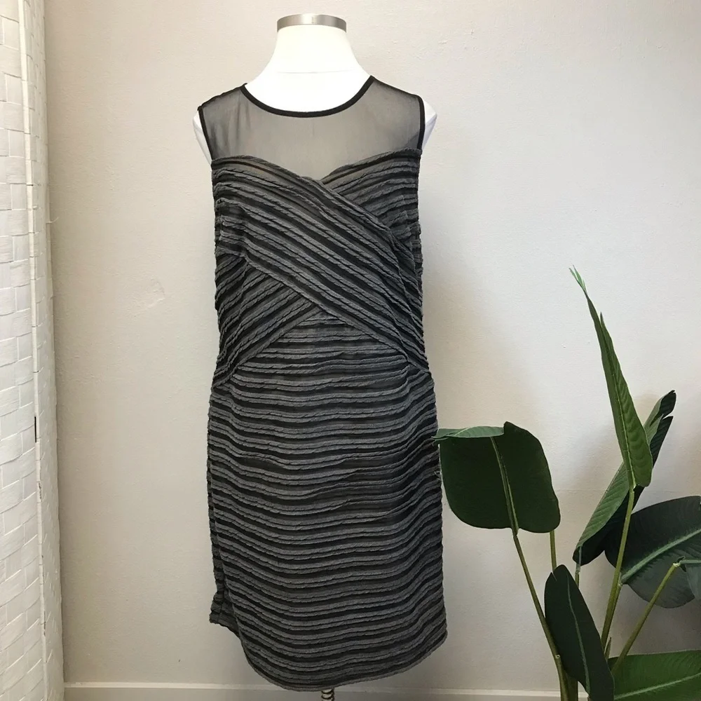 Ashley Stewart Black & Grey Sleeveless Dress